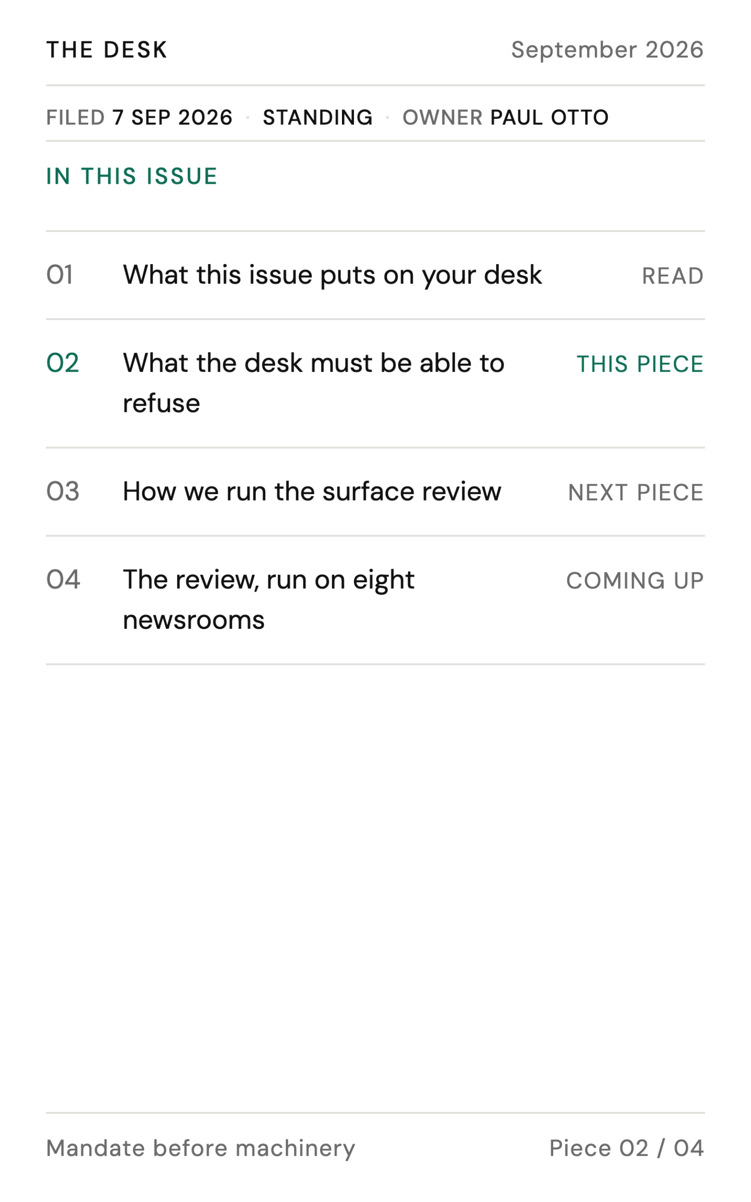 What the desk must be able to refuse - page 10