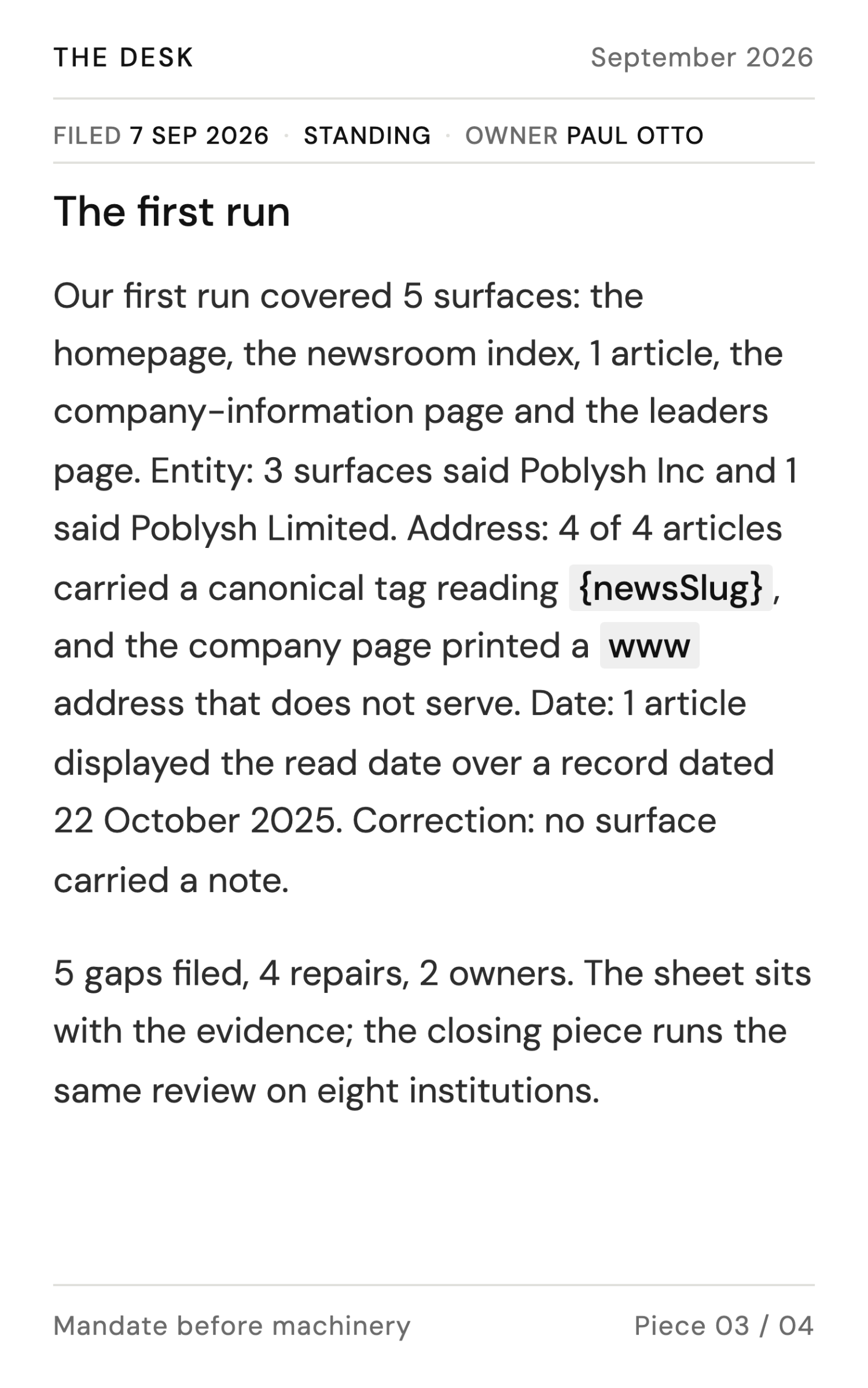 How we run the surface review - page 6