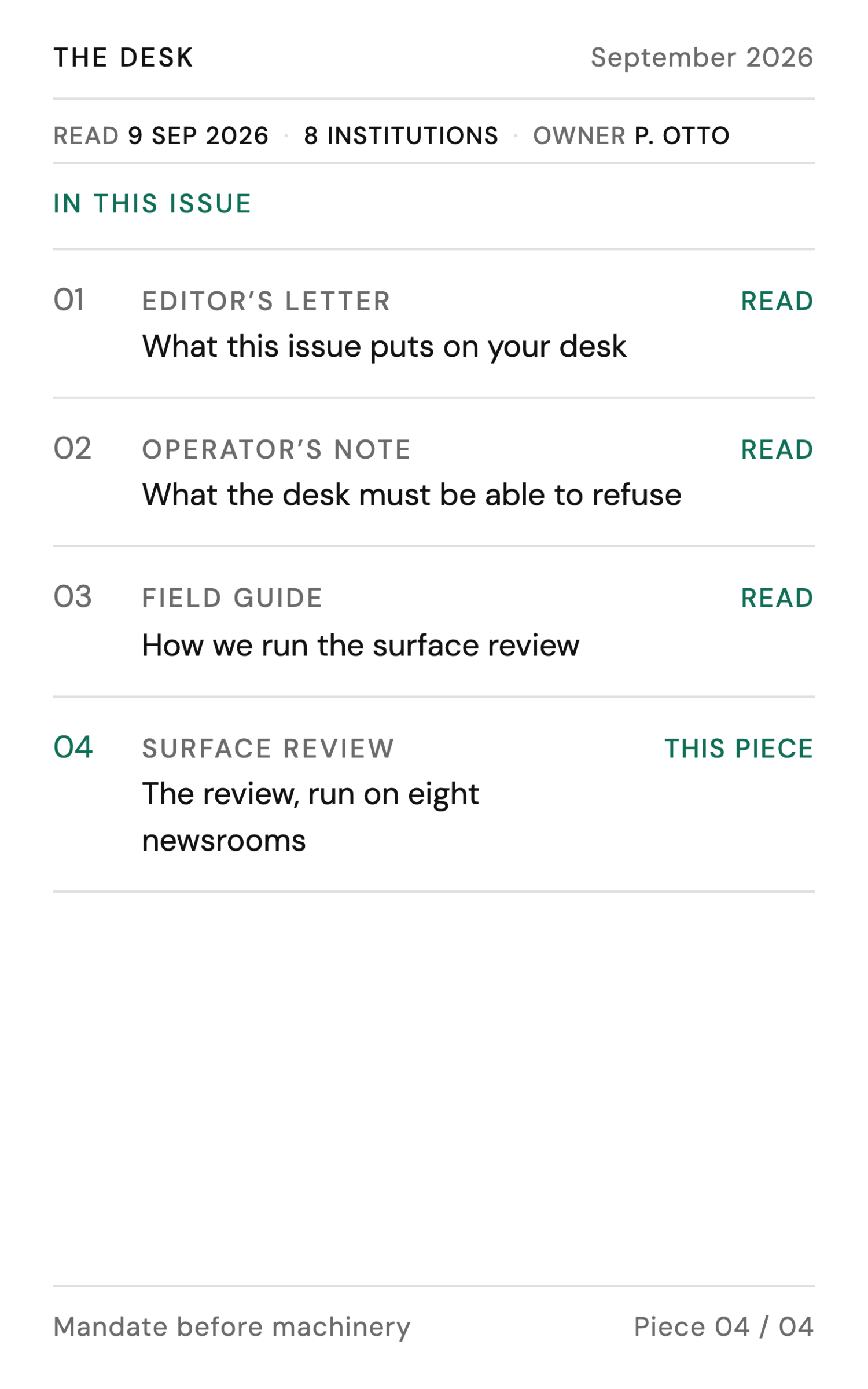 The review, run on eight newsrooms - page 20