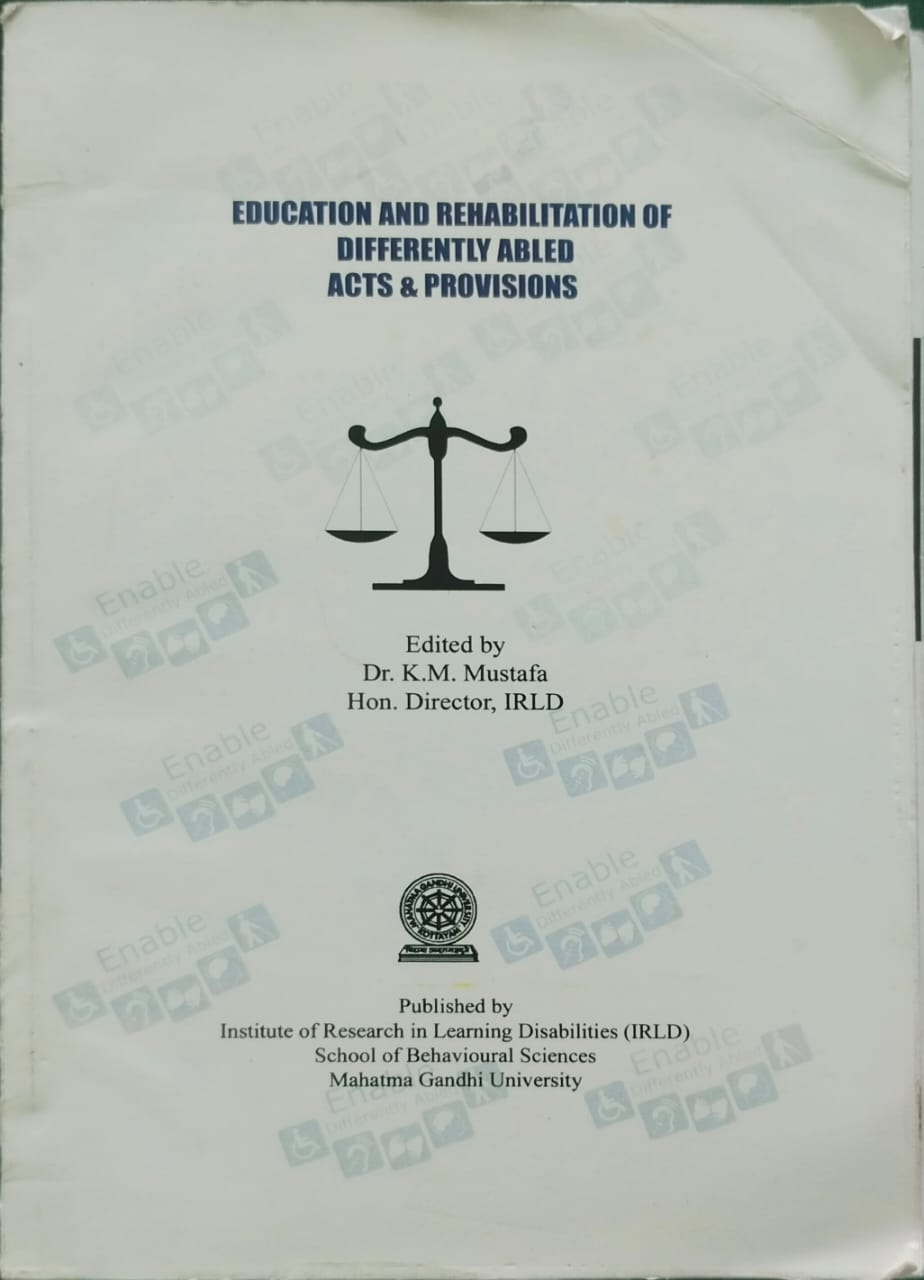 Education and Rehabilitation of Differently Abled: Acts & Provisions