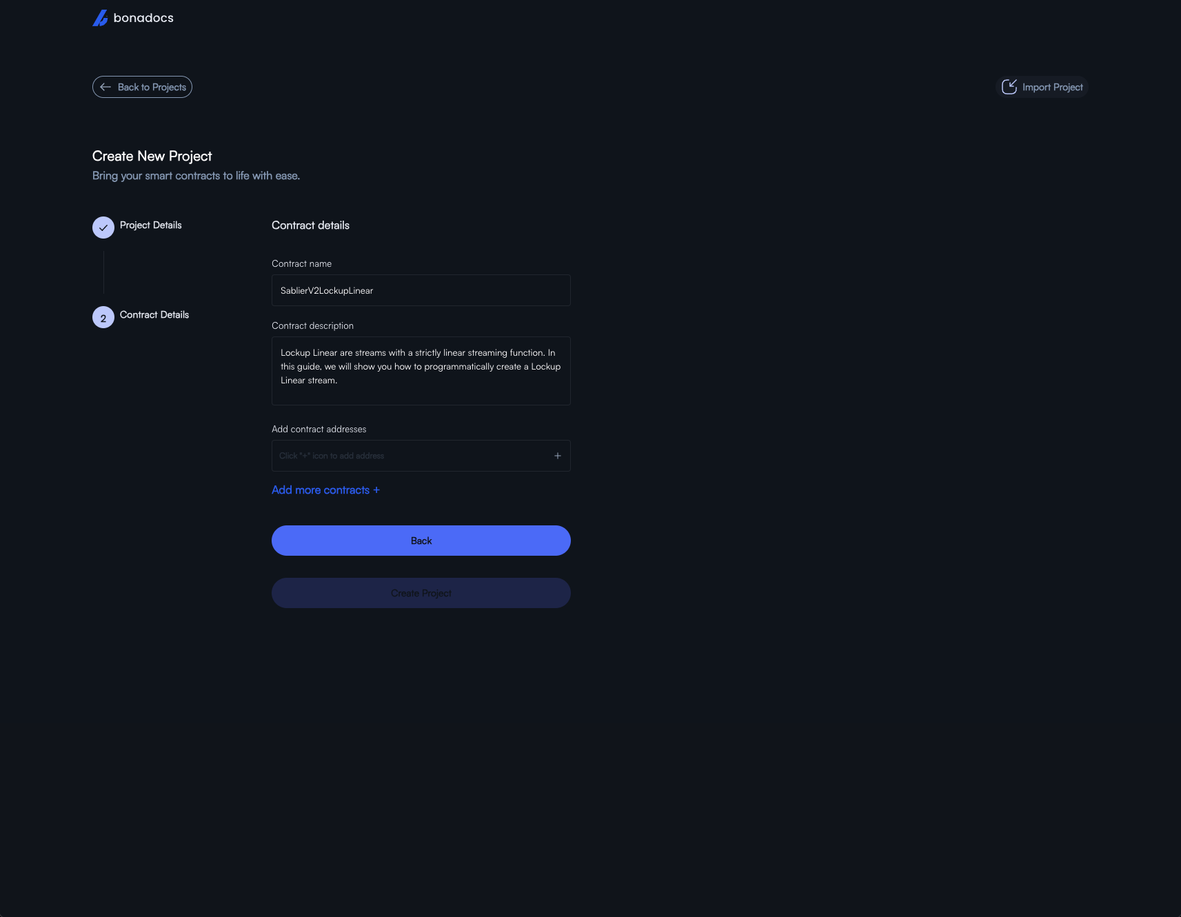 Add contract details