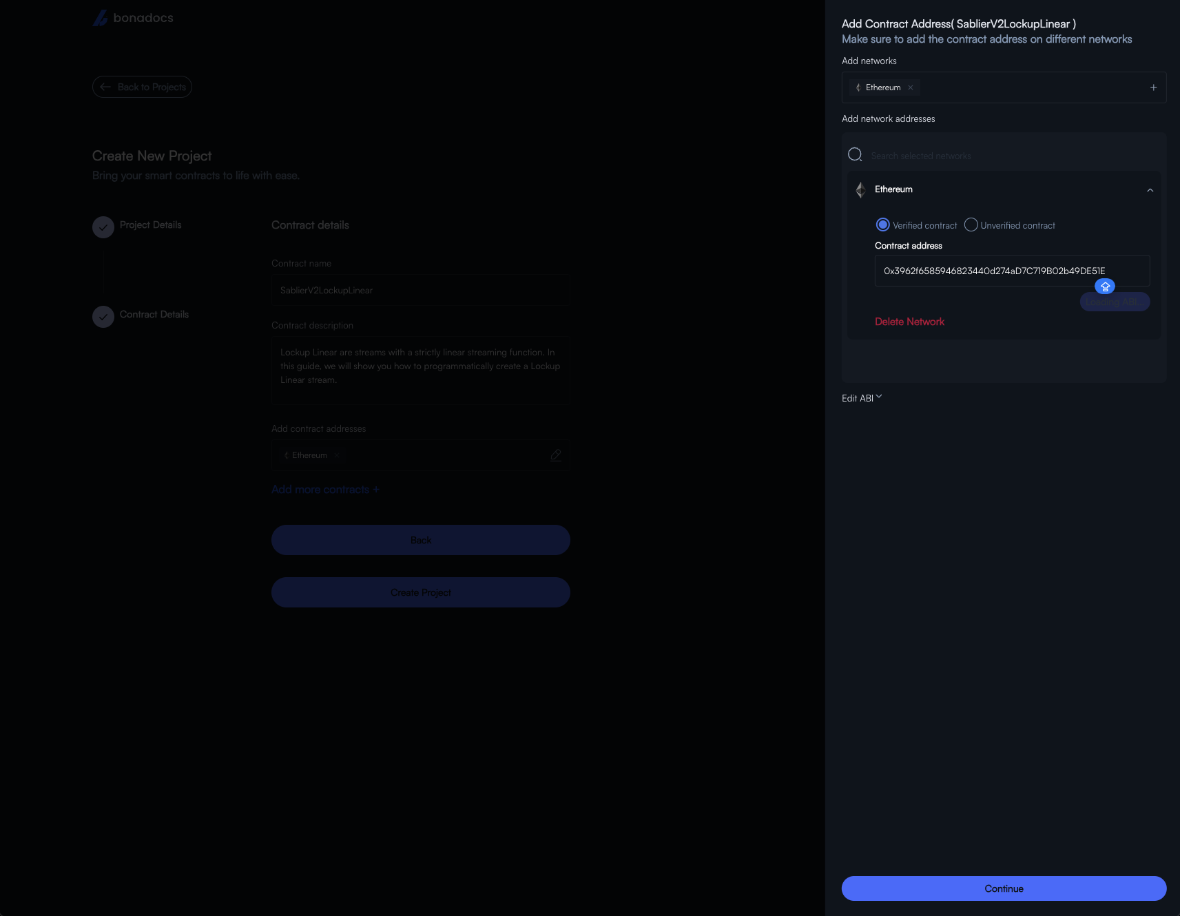 Contract modal