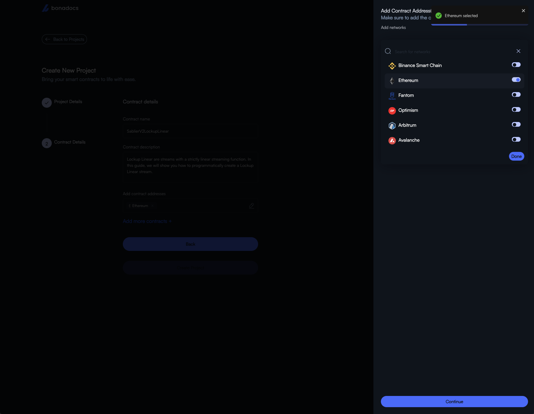 Contract modal