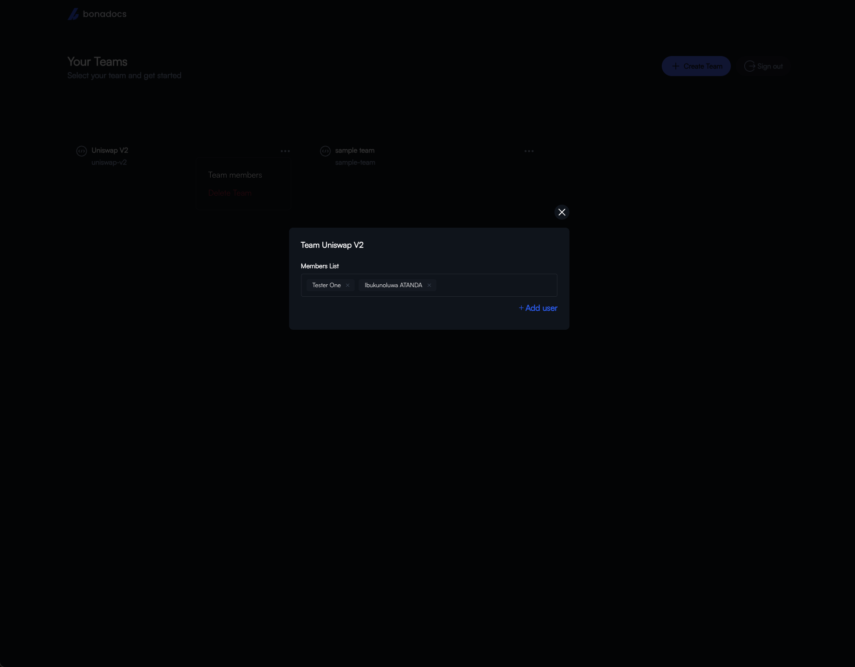 Team list