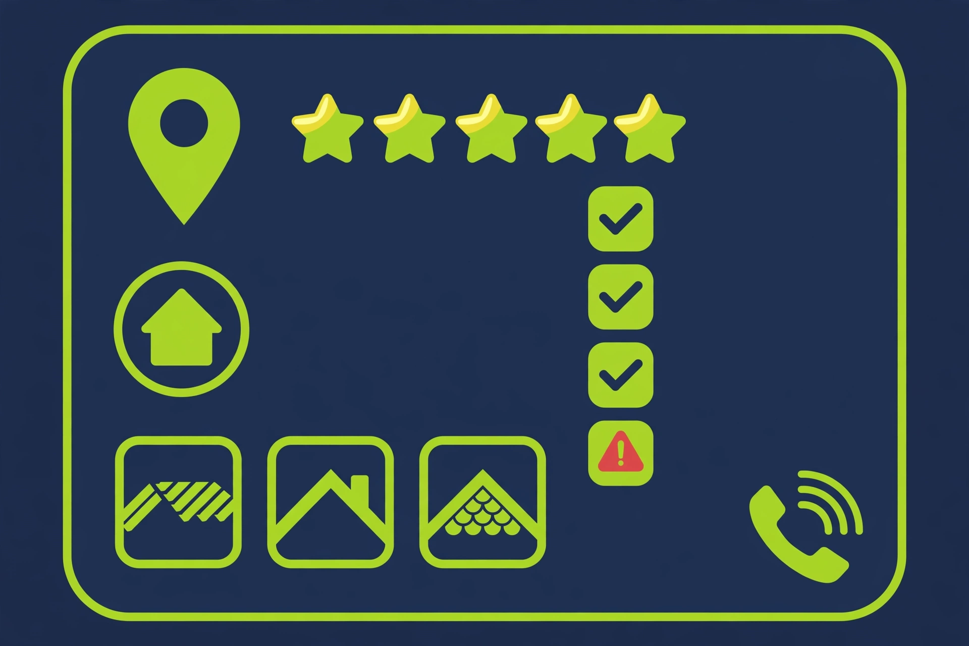 Google Business Profile audit dashboard infographic for a roofing company