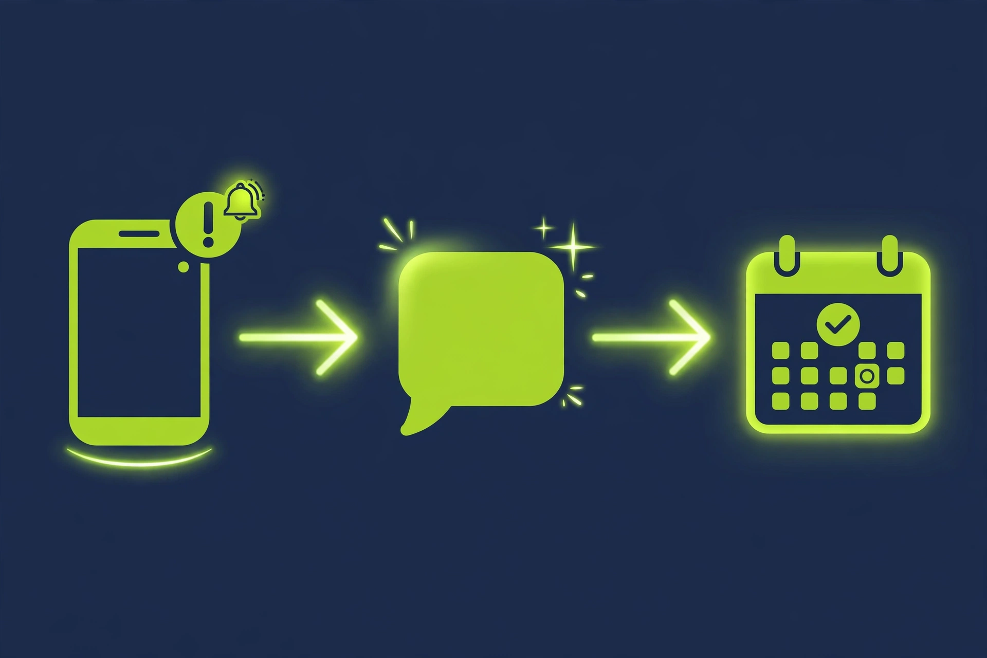 Automation flow: missed lead call fires an instant text-back, then an inspection gets booked