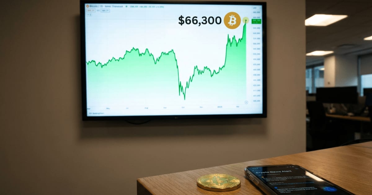 Bitcoin Atinge US$ 66.300 em Recuperação Pós-Recuo Noturno