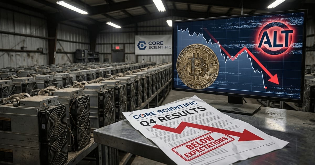 Core Scientific Revela Q4 Fraco; Altcoin e Bitcoin Reagem