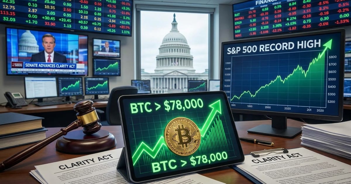 Bitcoin Atinge US$ 78.000: Clarity Act e S&P 500 Impulsionam