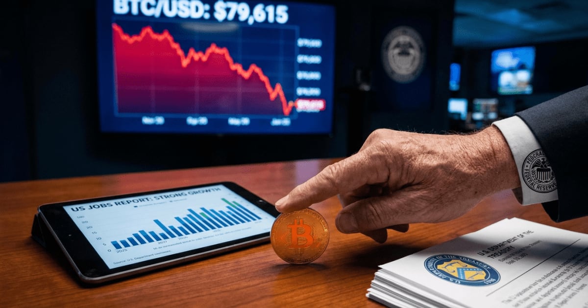 Bitcoin Recua para US$ 79.615 com Dados de Emprego nos EUA e Pressão do Fed
