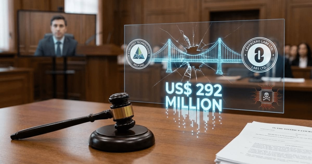 Ilustração editorial sobre altcoins: KelpDAO Aciona LayerZero na Justiça Após Exploit de US$ 292 Milhões