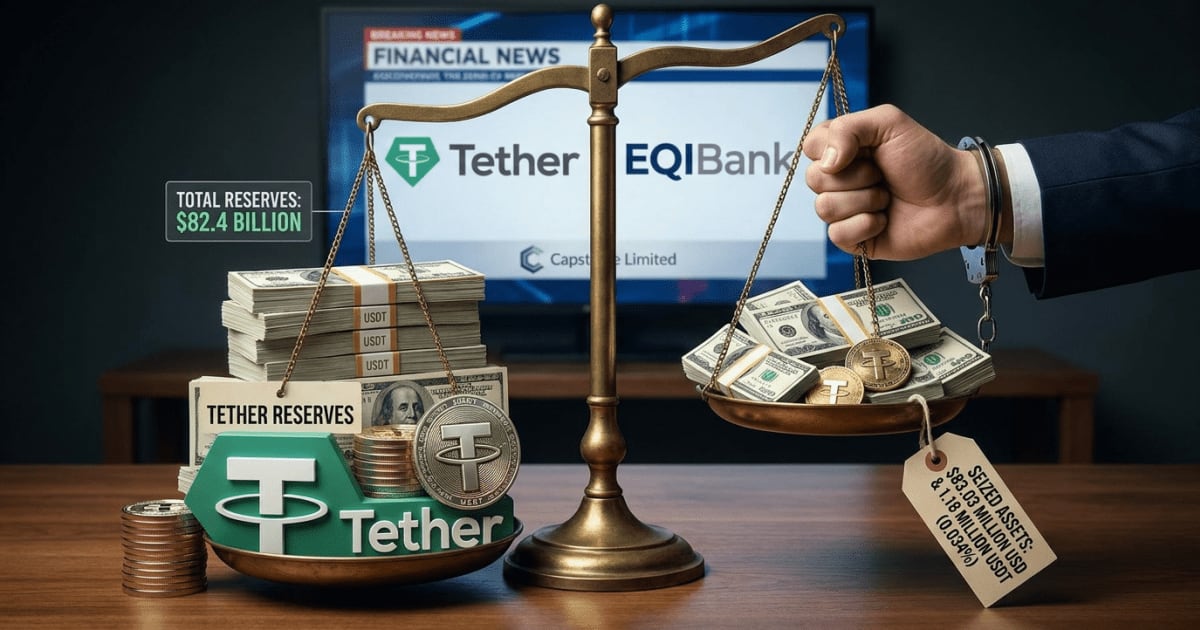 Ilustração editorial sobre ethereum: Tether e EQIBank: Apreensão de US$ 84 Milhões Levanta Questões sobre USDT