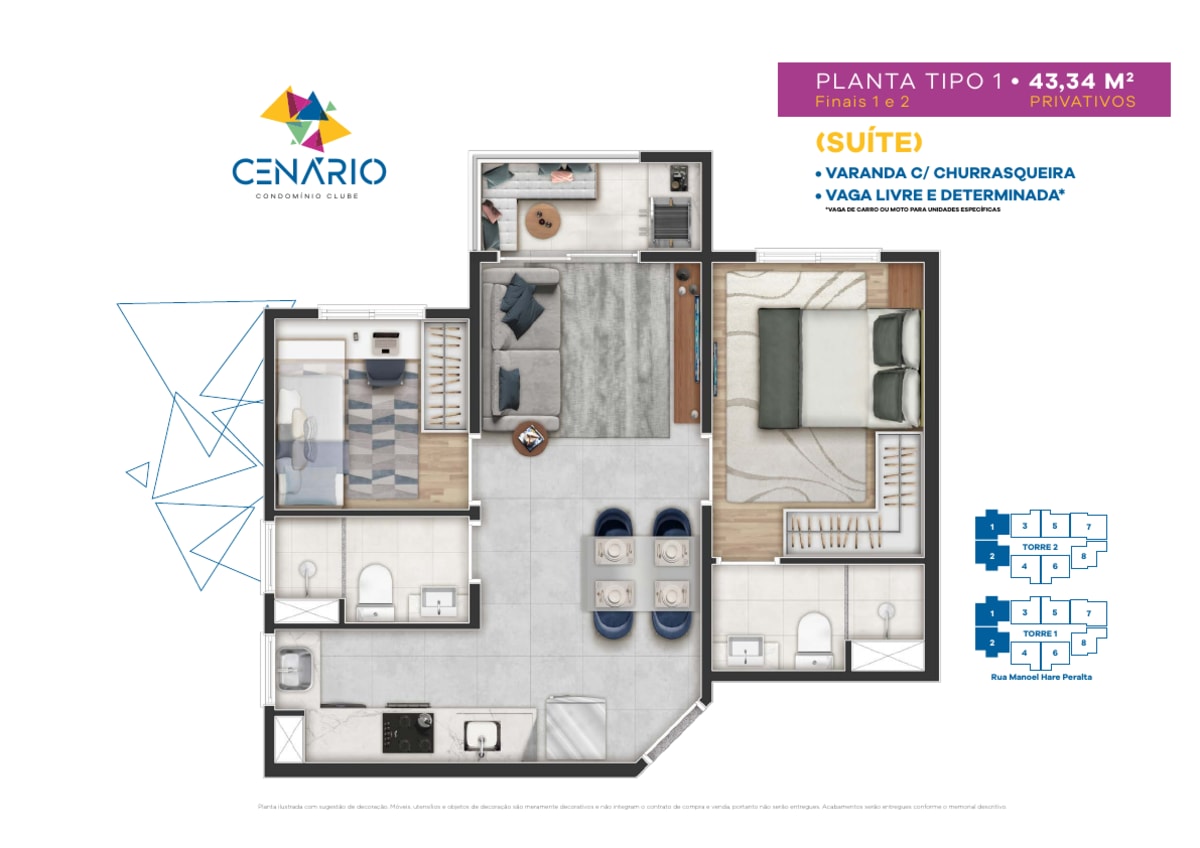 Cenário Condomínio Clube — 3 Dorms 51m² | Vila Ayrosa, Osasco — apartamento em Vila Ayrosa