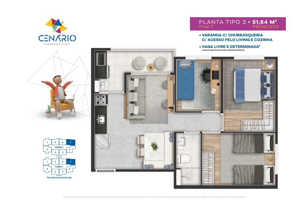 Cenário Condomínio Clube — 3 Dorms 51m² | Vila Ayrosa, Osasco — apartamento em Vila Ayrosa