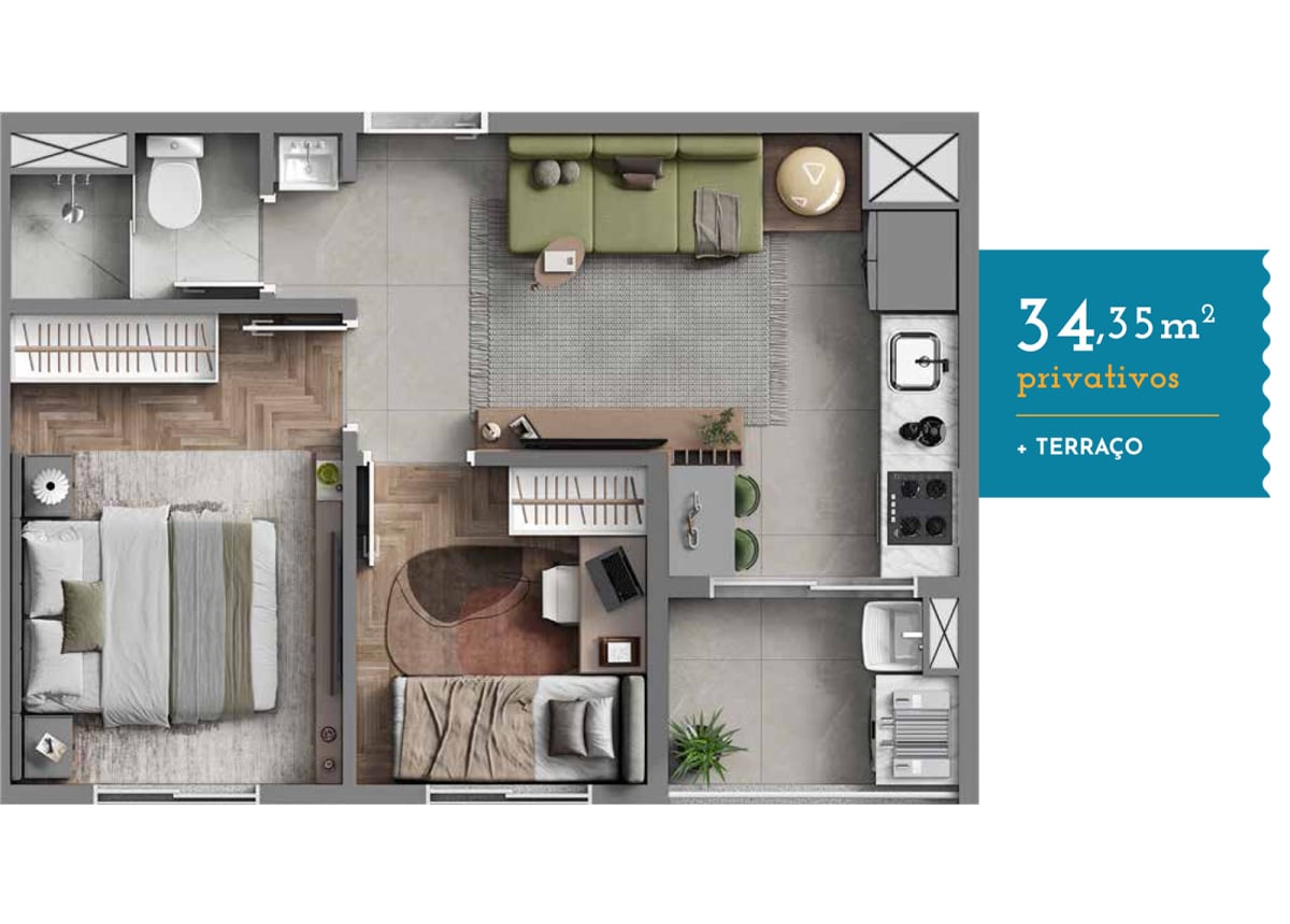 Ocean Park Condomínio Clube — 2 Dorms, 34m² — apartamento em Padroeira
