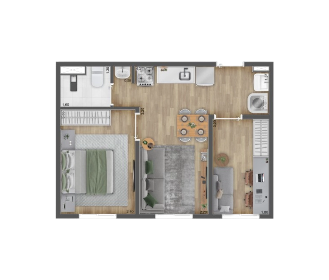 POP Osasco - 2 Dormitórios 34m² - Metalúrgicos