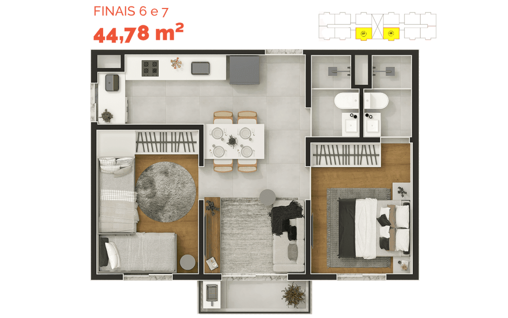 Lumini Clube Residencial 1 — 2 Dorms 44m² (Final 06 e 07) | Vila Sul Americana, Carapicuíba – foto 2 de 17