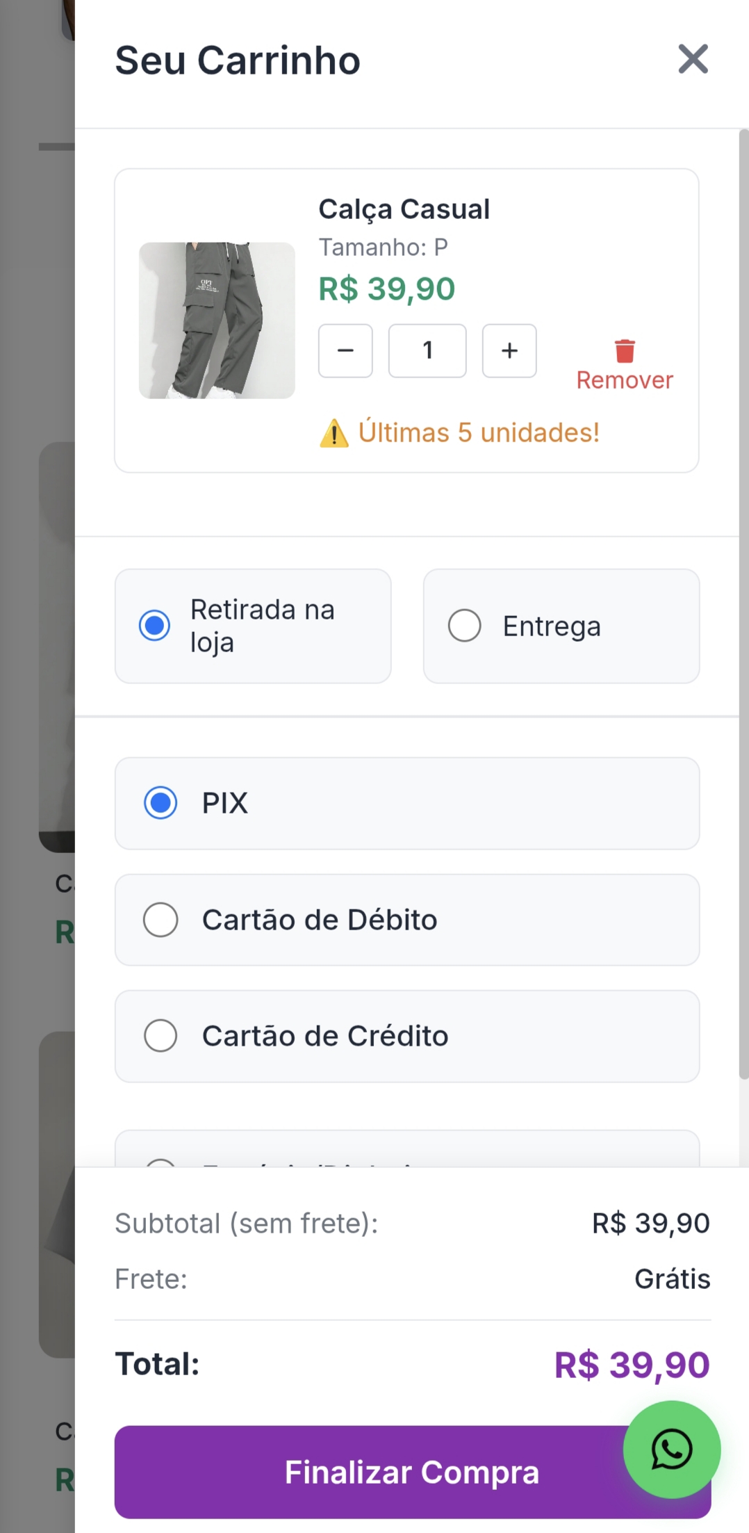 Carrinho de compras