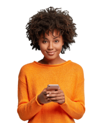 young woman with afro-haircut wearing sweater