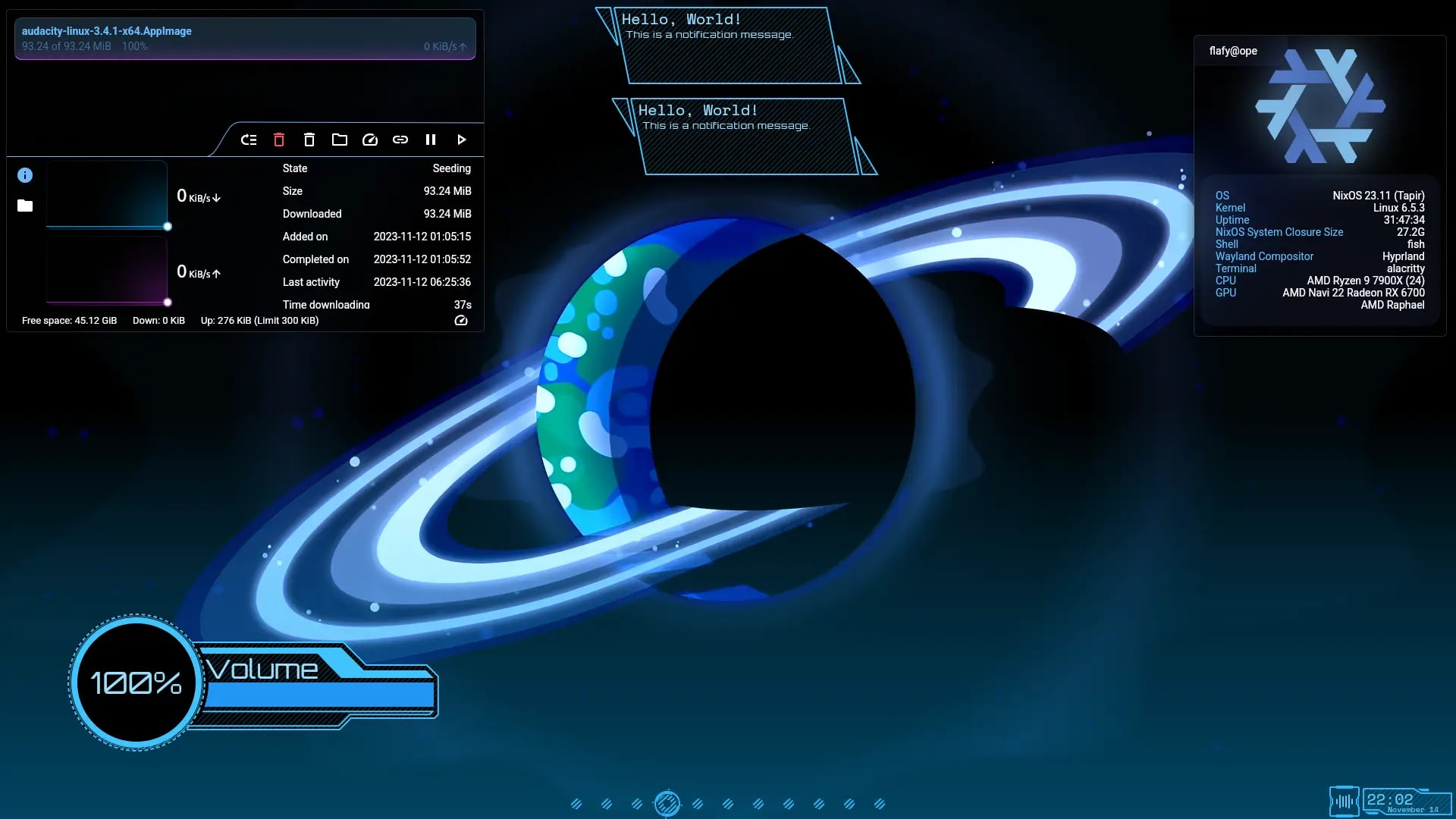 Hyprland Hall of Fame setup by Aylur