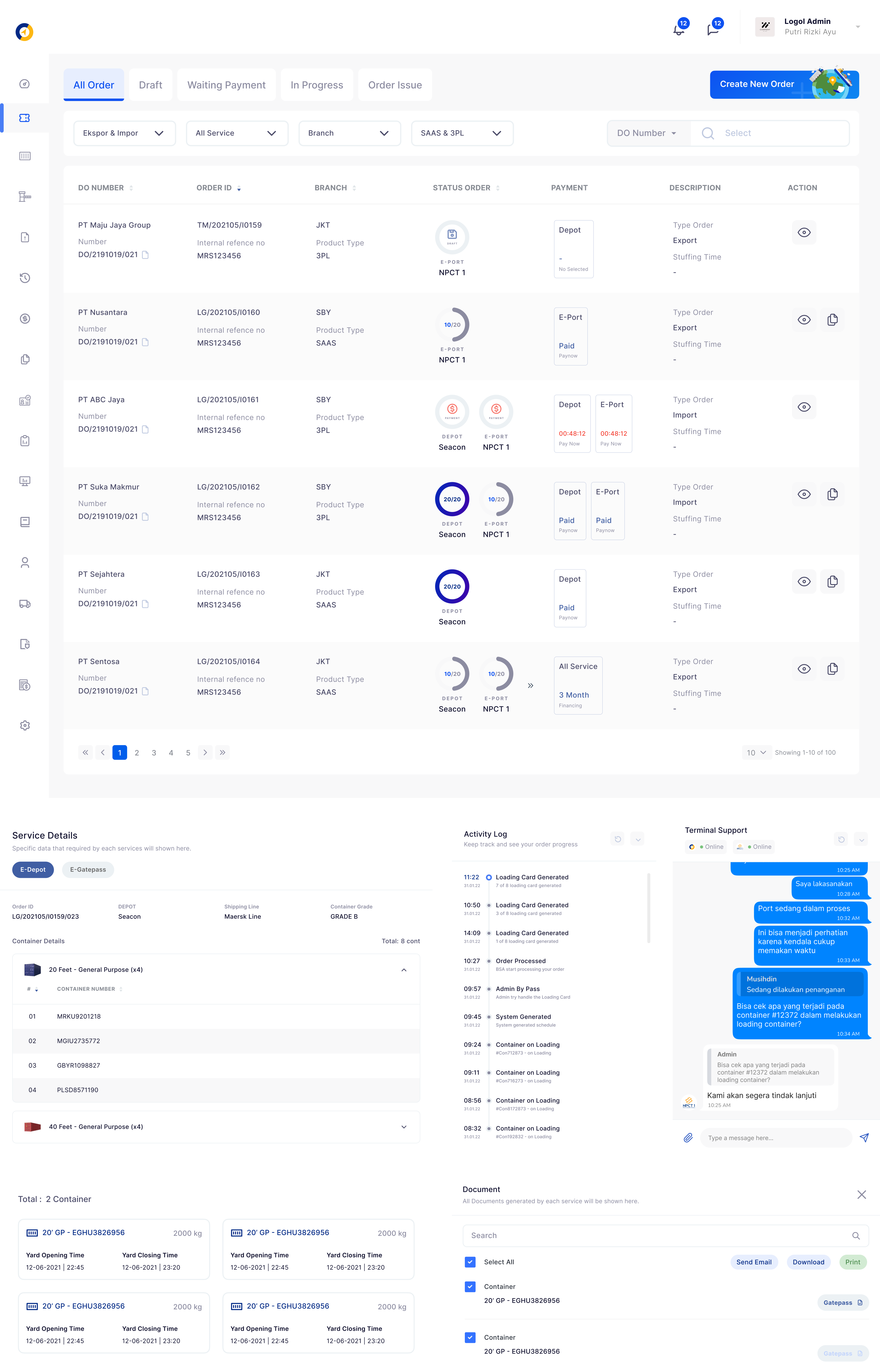 Real-Time Operations Dashboard project screens