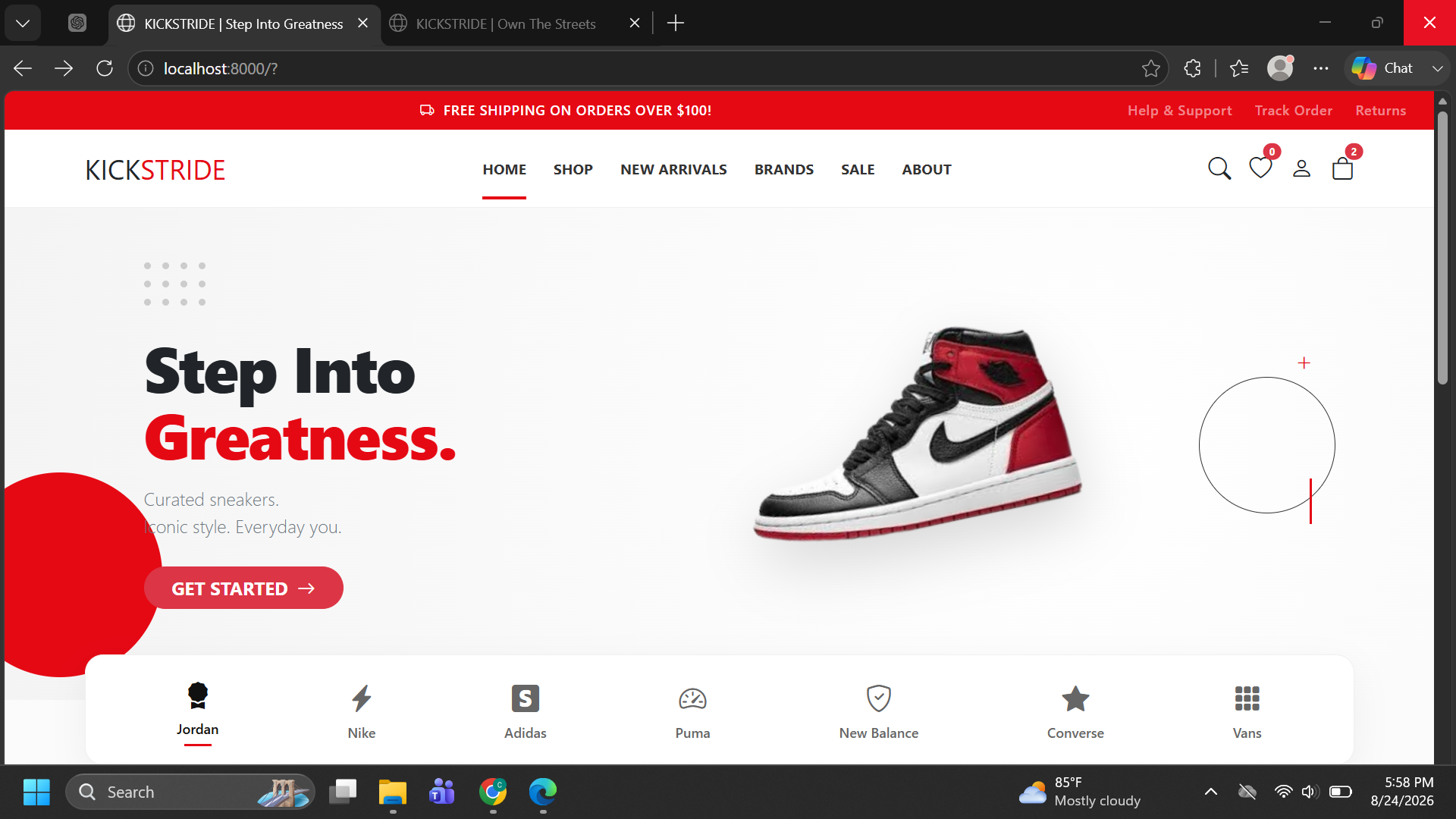 Kickstride — Sneaker E-Commerce Store project preview