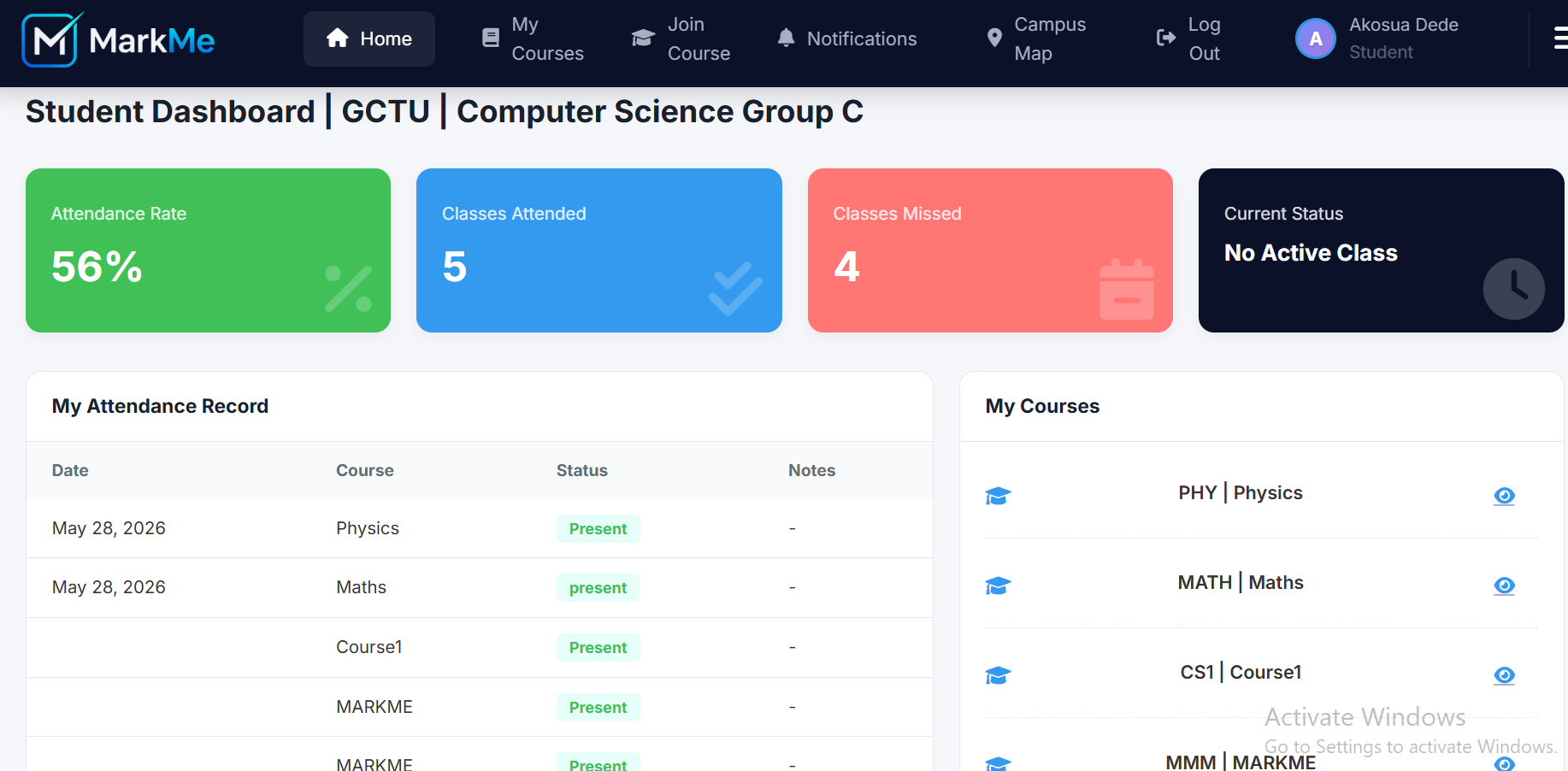 MarkMe Attendance Management System screenshot 2