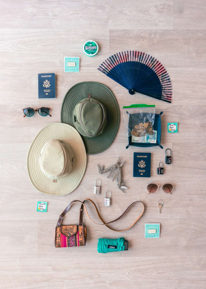 Passports and travel accessories arranged for pre-departure planning