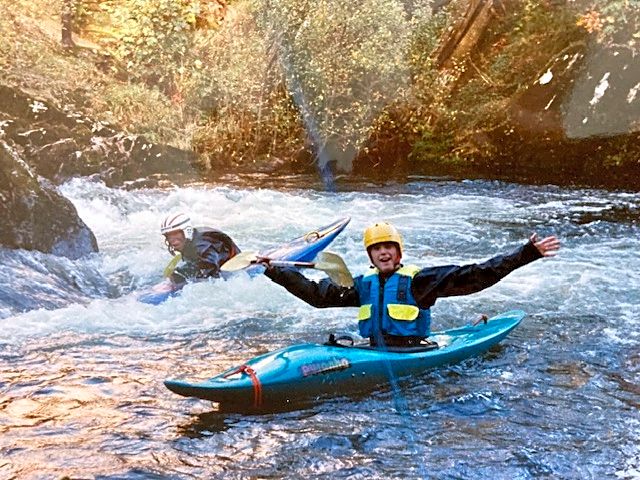 Kayaking on the river Llugwy, 1995