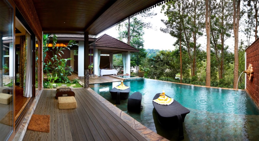 The Leela Coorg Forest Sanctuary private pool villa surrounded by Western Ghats forest