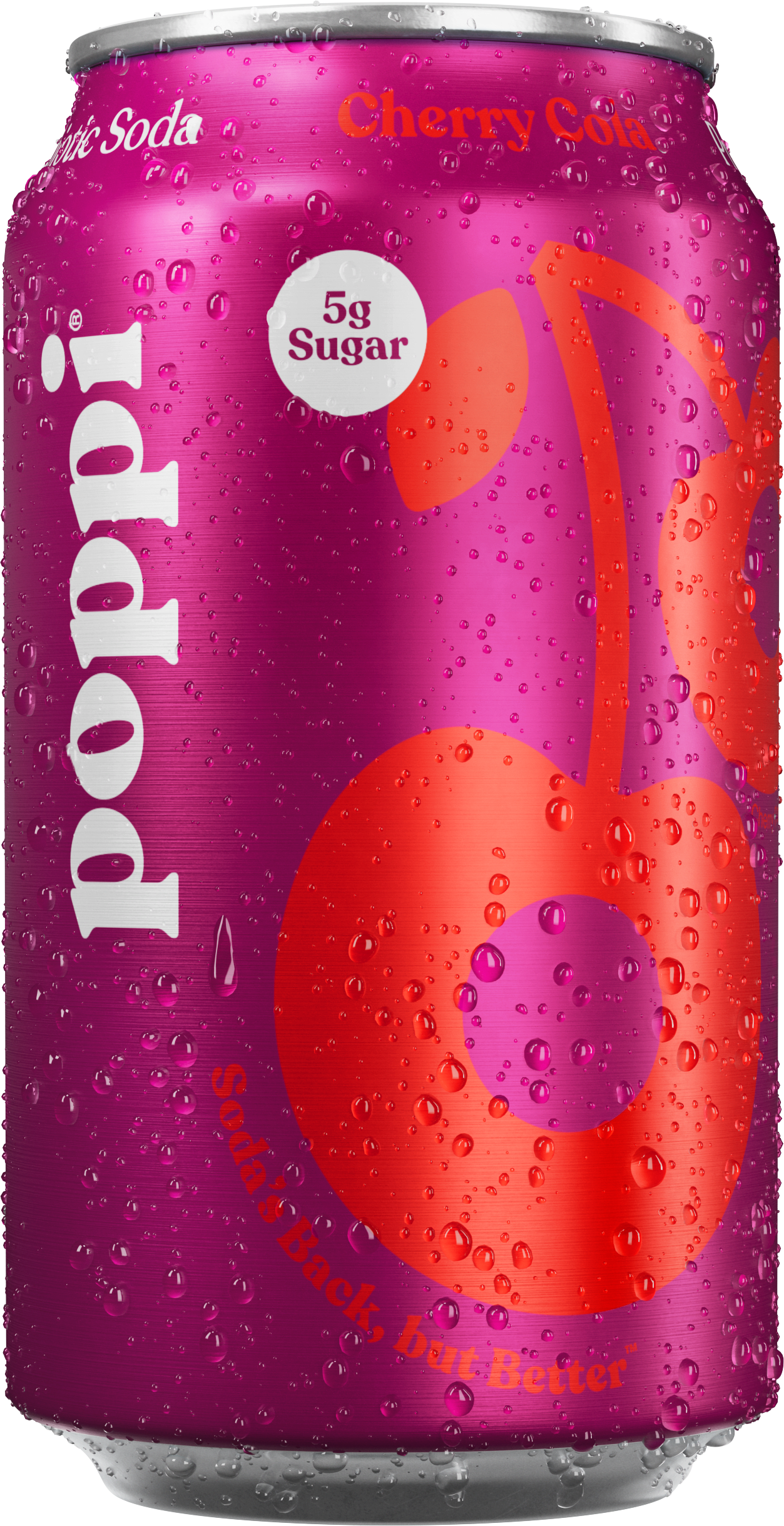 Poppi Cherry Cola - colourful cans designed to be held, photographed, and posted