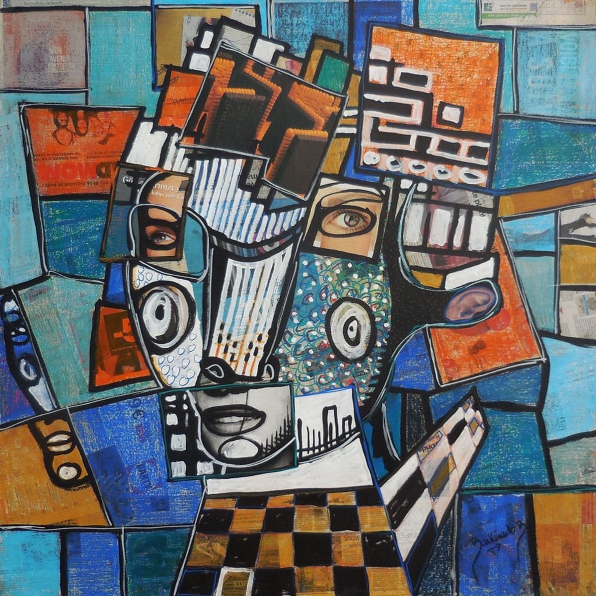 Cliché de Séduction by Barkinado BOCOUM – fragmented cubist face with collage elements