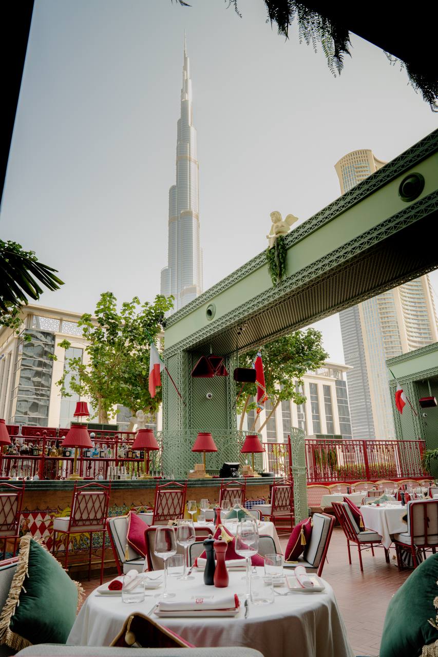 Terrace with Burj Khalifa views at Felicità Dubai