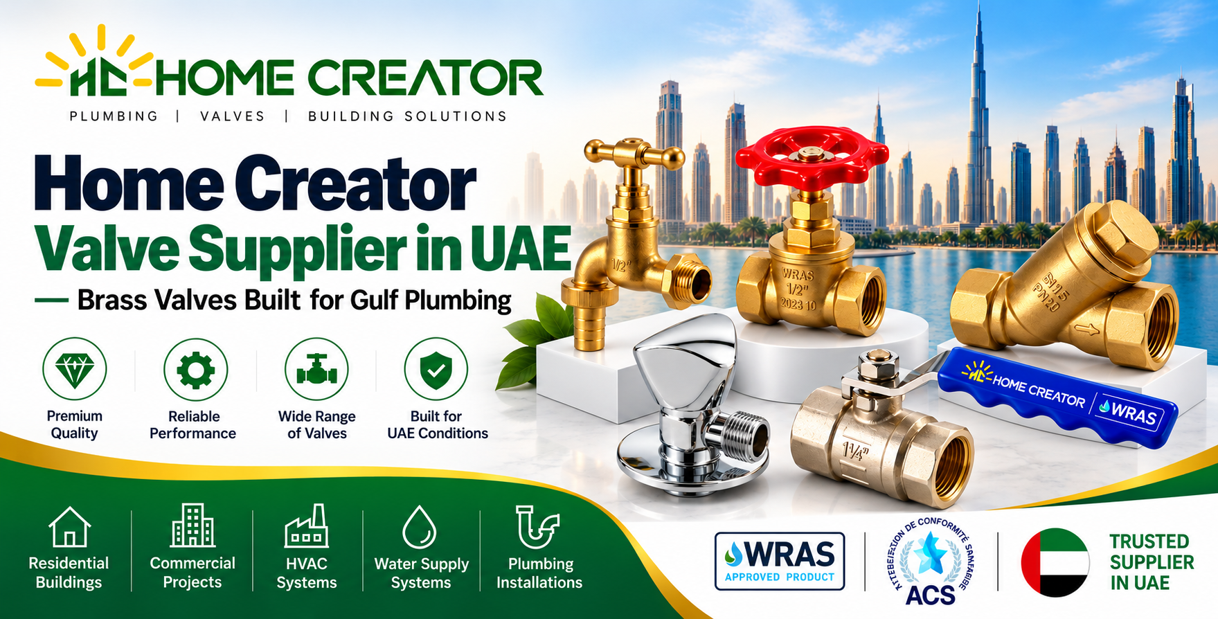Home Creator Valve Supplier in UAE | Brass Plumbing Valves