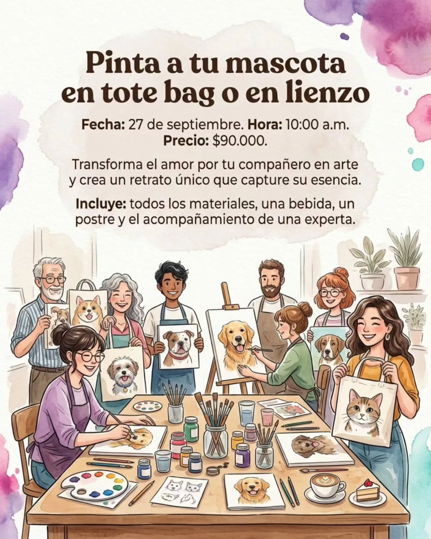 Pinta a tu mascota en tote bag o en lienzo
