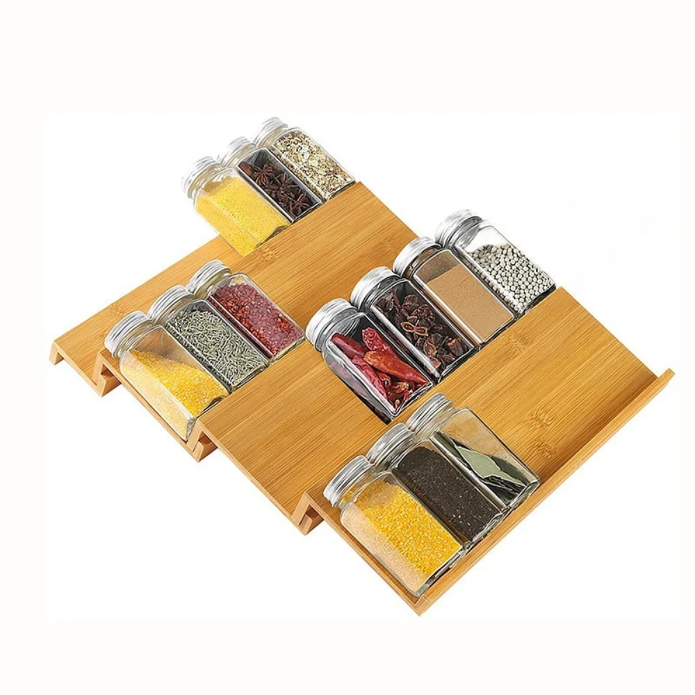 4 tier bamboo spice rack small kitchen storage ideas