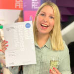 cathy with certificate finalist for best new business in epsom and ewell 2019 2