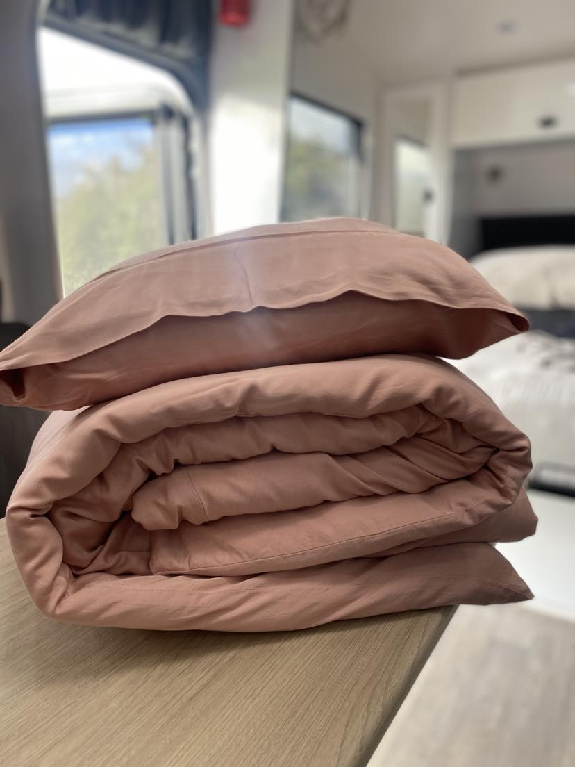 Dusty Pink Quilt Cover Set Ecoluxe Travel Decor