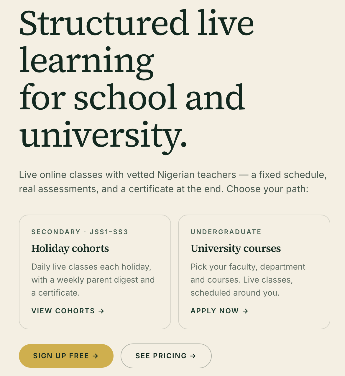 ONLINE HOLIDAY LESSON 2026