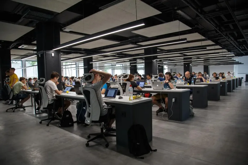 people work in a modern office