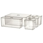 IKEA GODMORGON Box with lid, set of 5, smoked 24x20x10 cm