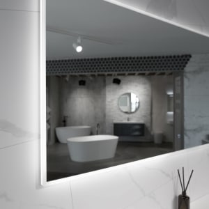 Aruvo ArledRectangle LED Acrylic Frame Bathroom Mirror with Demister 1500mm