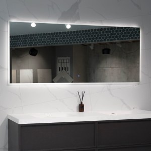 Aruvo ArledRectangle LED Acrylic Frame Bathroom Mirror with Demister 1800mm