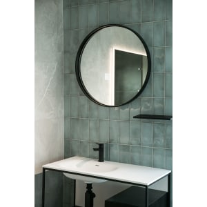 Aruvo Cstone Round Composite Stone Bathroom Mirror Black 700mm