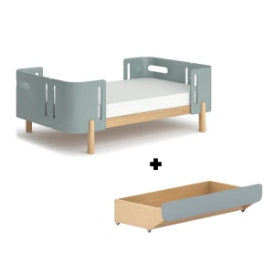 Boori Nova Kids Long Junior Double Bed with Drawer, Blueberry and Beech