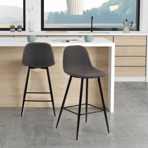 Hjem Design Verna Counter Stool, Set of 2, Grey