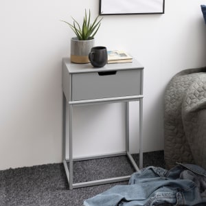 Hjem Design Mitra Bedside Table, Grey