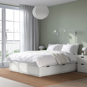 IKEA NORDLI Bed frame with storage 180x202cm White, Super King