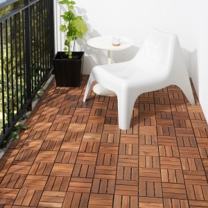 IKEA RUNNEN Floor decking 0.81m2 Outdoor, Brown stained brown 9 pack