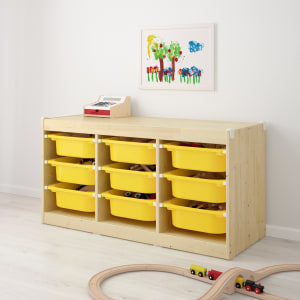 IKEA TROFAST Storage combination w/ boxes light white stained pine,yellow